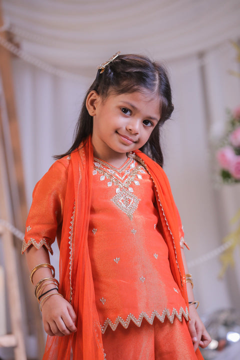 Pre-Order: Orange Tissue Sharara Set