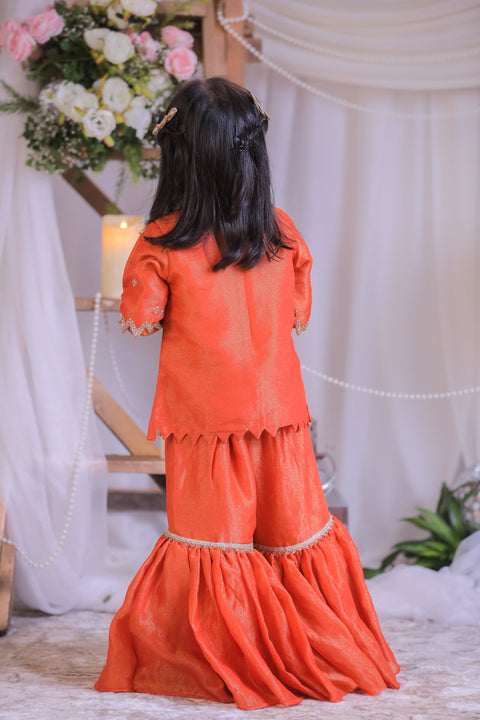 Pre-Order: Orange Tissue Sharara Set