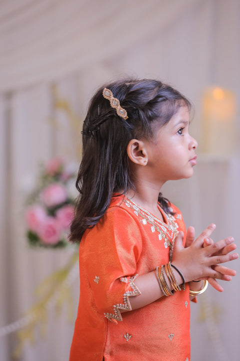 Pre-Order: Orange Tissue Sharara Set