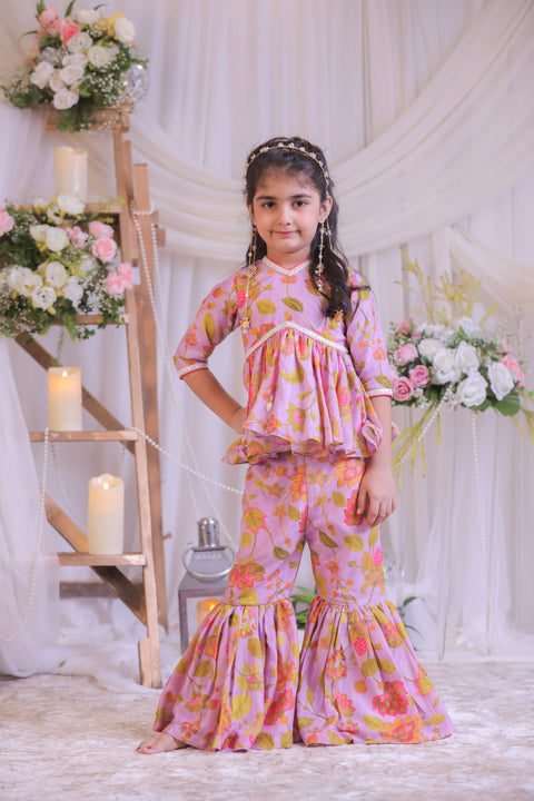 Pre-Order: Lilac Printed Sharara Set