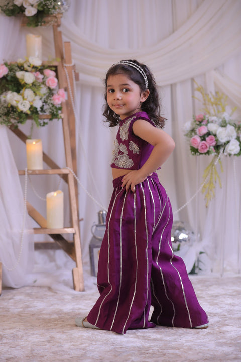 Pre-Order: Purple Cutdana Palazzo Set