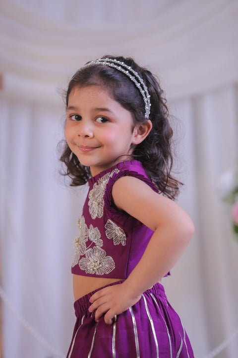 Pre-Order: Purple Cutdana Palazzo Set