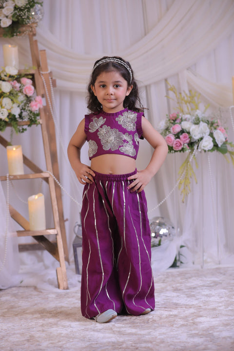 Pre-Order: Purple Cutdana Palazzo Set