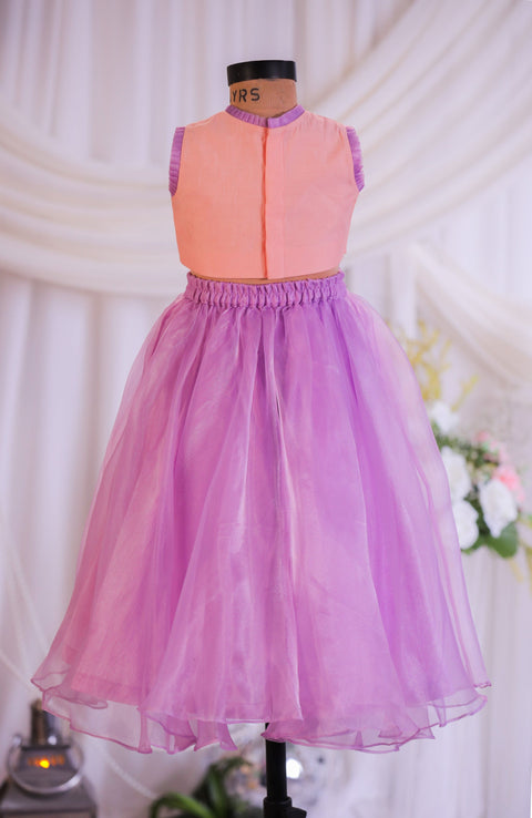 Pre-Order: Lilac Peach Emb Ghagra