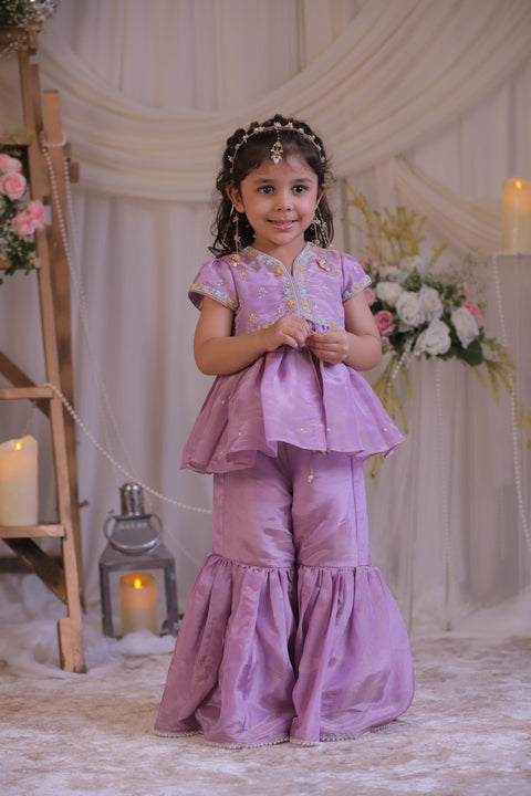 Pre-Order: Purple Tissue Sharara Set
