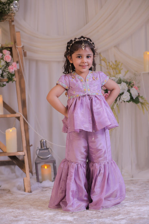 Pre-Order: Purple Tissue Sharara Set