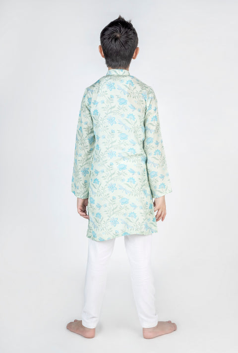 Pre-Order: Dragon Fly Green Jaal Printed Kurta