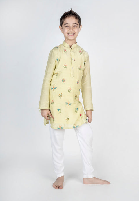 Pre-Order: Dragon Fly Buta Embroidered Kurta