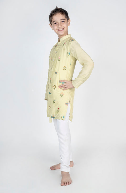 Pre-Order: Dragon Fly Buta Embroidered Kurta
