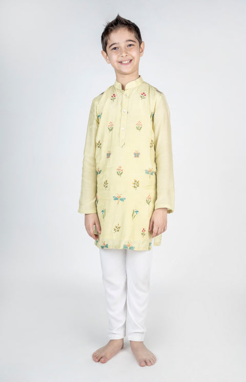 Pre-Order: Dragon Fly Buta Embroidered Kurta
