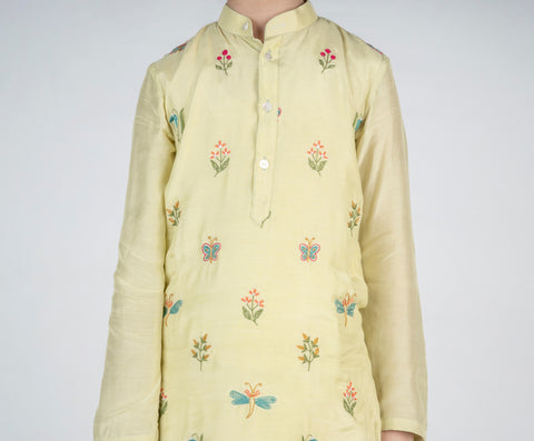 Pre-Order: Dragon Fly Buta Embroidered Kurta