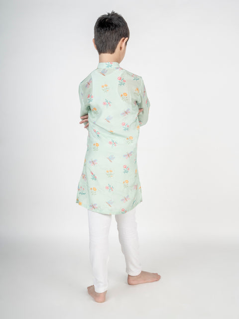 Pre-Order: Green Buta Embroidered Kurta Set