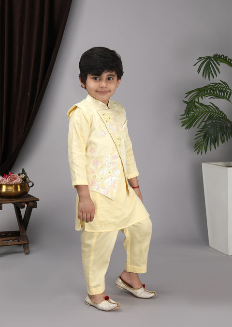 Pre-Order: Yellow Kurta Yellow Nehru Jacket with Pant