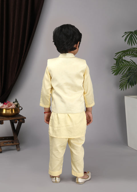 Pre-Order: Yellow Kurta Yellow Nehru Jacket with Pant