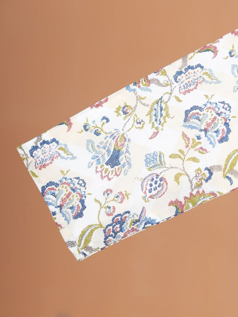 Pre-Order- Boys Floral Hemming Kurta Set- Beige