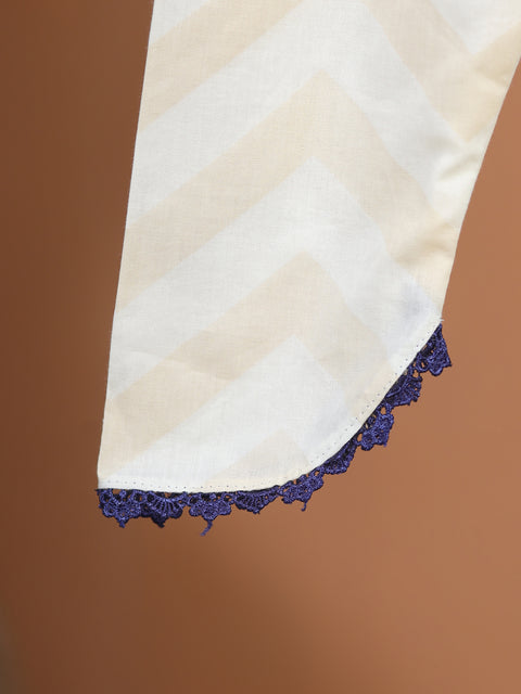 Pre-Order: GIRL FLORAL PRINTED KURTA SET-BEIGE