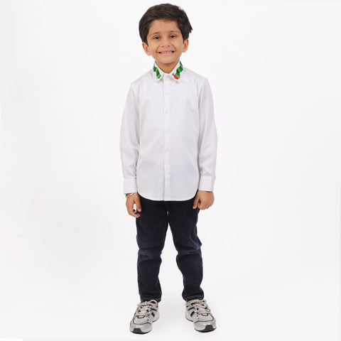 Pre-Order - White CATERPILLAR SHIRT For Boys