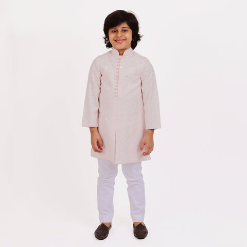 Pre-Order : BABY PINK KURTA  WITH WHITE PAJAMA  for Boys