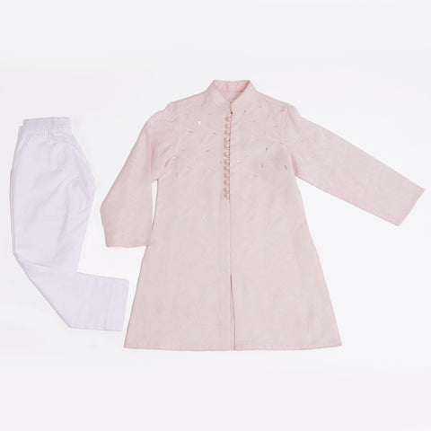 Pre-Order : BABY PINK KURTA  WITH WHITE PAJAMA  for Boys