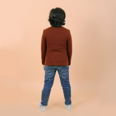 Pre-Order : BROWN KNIT BLAZER for Boys