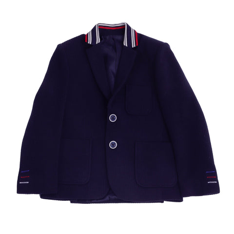 Pre-Order : NAVY BLUE KNIT BLAZER WITH COLLAR DETAILING for Boys