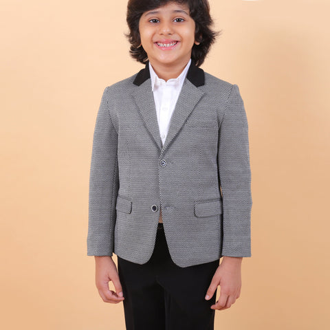 Pre-Order : BLACK AND WHITE KNIT BLAZER for Boys