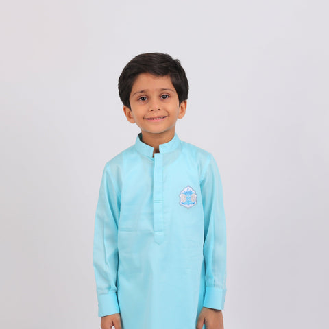 Pre-Order : ICE BLUE KURTA WITH WHITE PAJAMA  for Boys