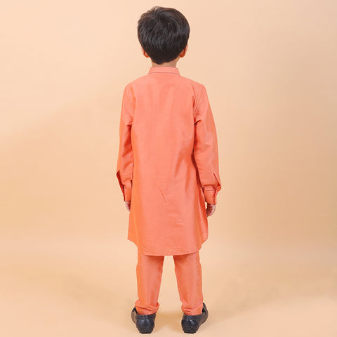 Pre-Order : RUST KURTA SET WITH FRONT DESIGN for Boys