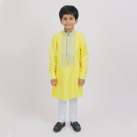 Pre-Order : YELLOW KURTA WITH WHITE PANTS for Boys