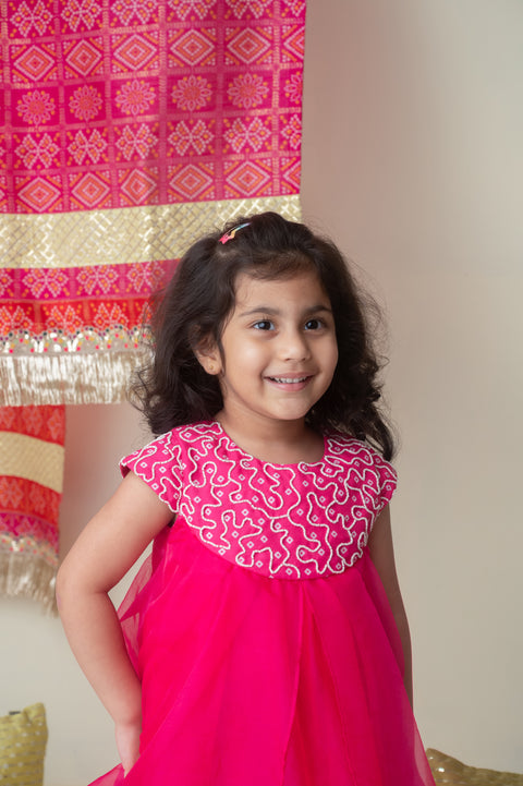Pre-Order: Pink Bandhani Embroidered Palazzo Set