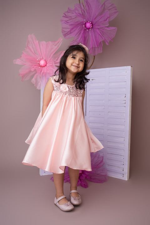 Pre-Order: Soft Pink Milano Satin Dress