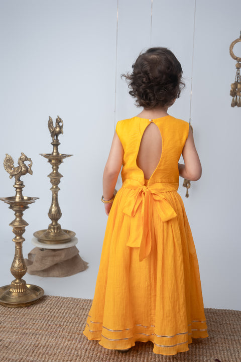 Pre-Order: Sunshine Yellow Embroidered Lehenga Set with Dupatta for Girls