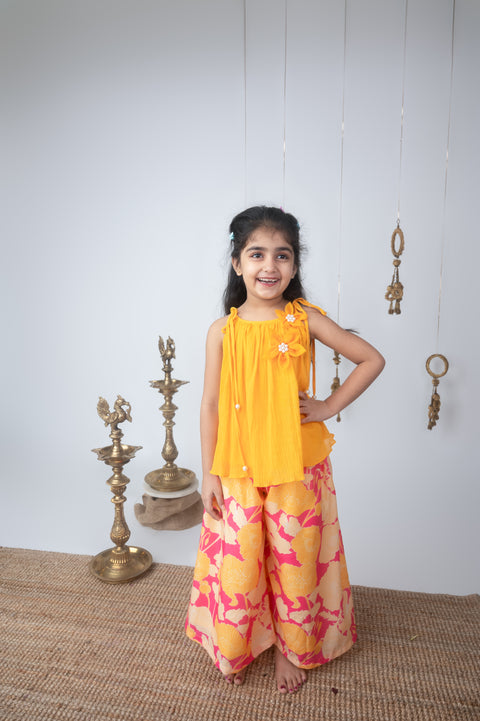 Pre-Order: Sunshine Yellow Floral Palazzo Set