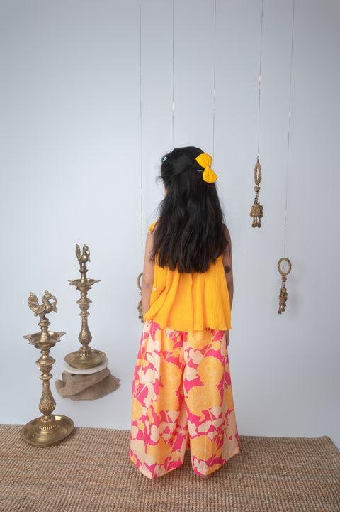 Pre-Order: Sunshine Yellow Floral Palazzo Set