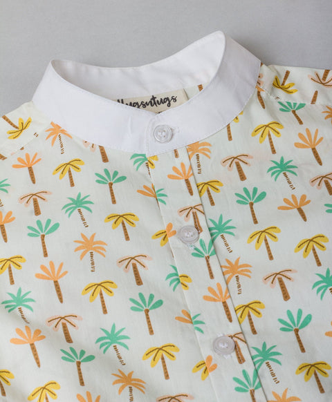 Palm Tree Print Shirt-Off White