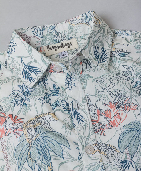 Jungle Tree Print Shirt-White
