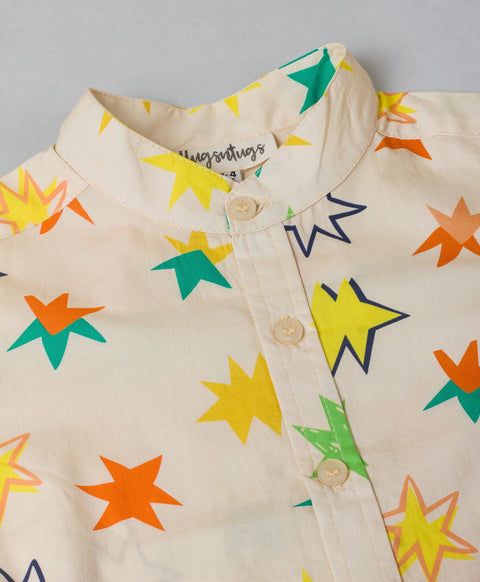 Star Print Shirt-Cream