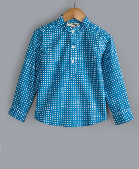 Check Print Shirt-Blue
