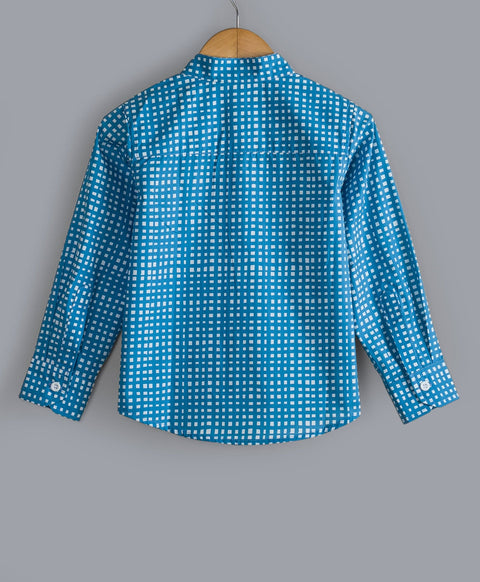 Check Print Shirt-Blue