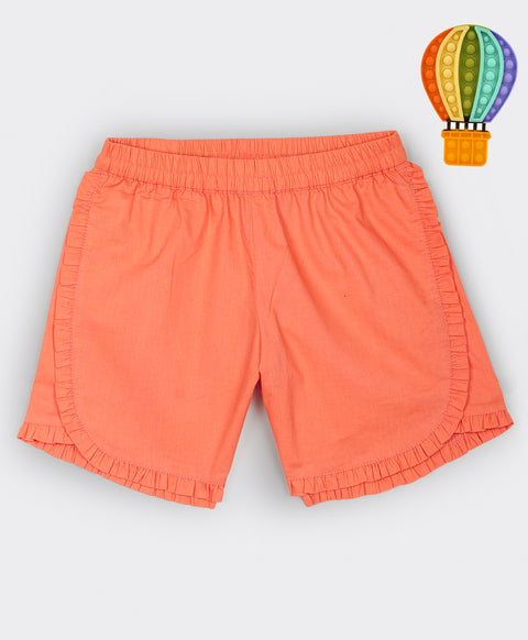 Shorts with frills along seam at front-Orange