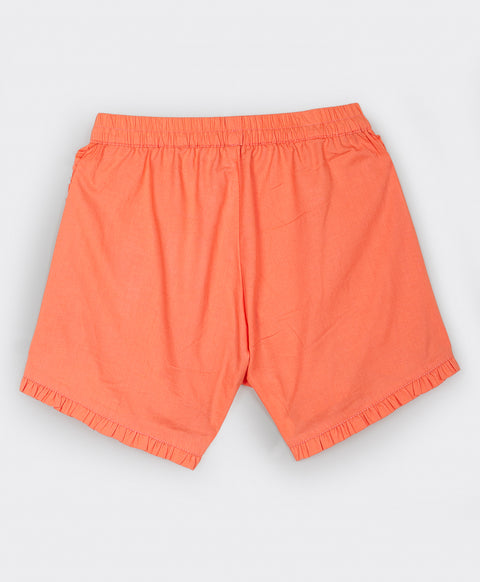 Shorts with frills along seam at front-Orange