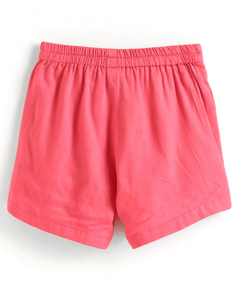 Shorts with tie up at waist-Coral