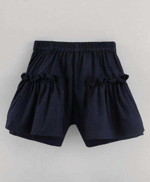 Shorts with frills at the side-Navy