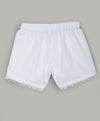 Shorts with matching lace at the bottoms hems-White