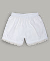 Shorts with matching lace at the bottoms hems-White