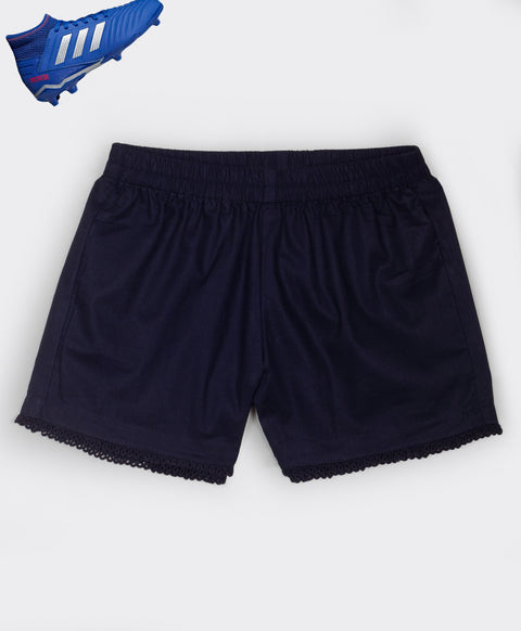 Shorts with matching lace at bottom hems-Navy