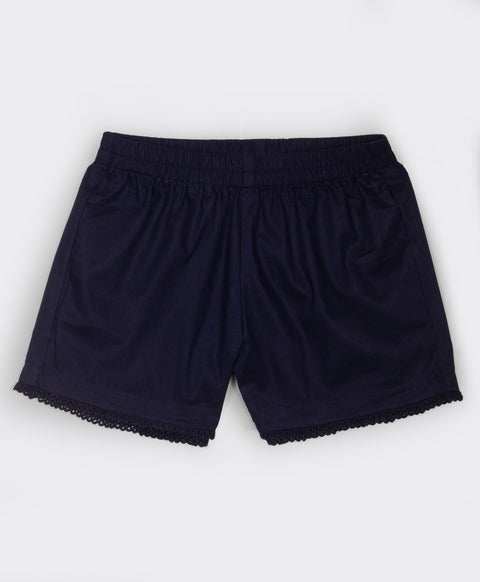 Shorts with matching lace at bottom hems-Navy