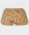 Floral print shorts with small pleats along sides-Mustard