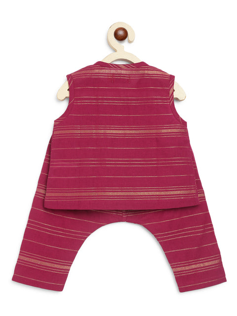 Unisex Pure Cotton Sleeveless Jhabla Set - Purple