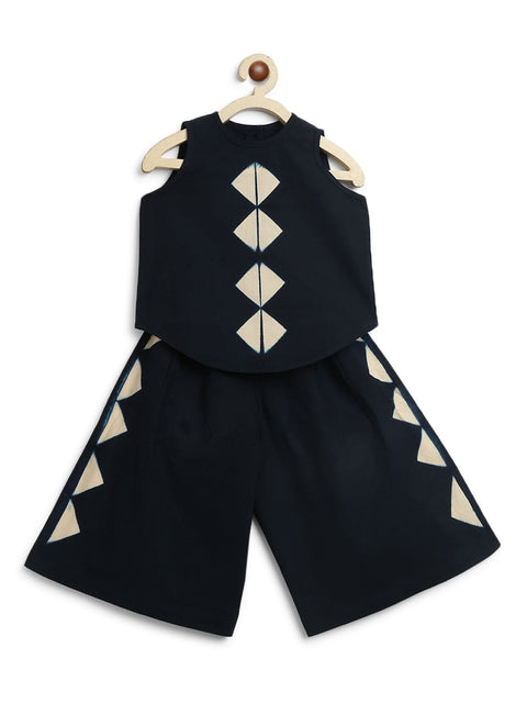 Pre-Order: Girl Tie Dye Triangle Co-ord Set - Black
